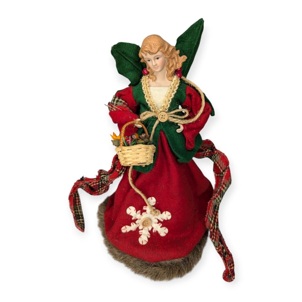Angel Tree Topper Christmas Centerpiece Ceramic Head & Hands with Basket